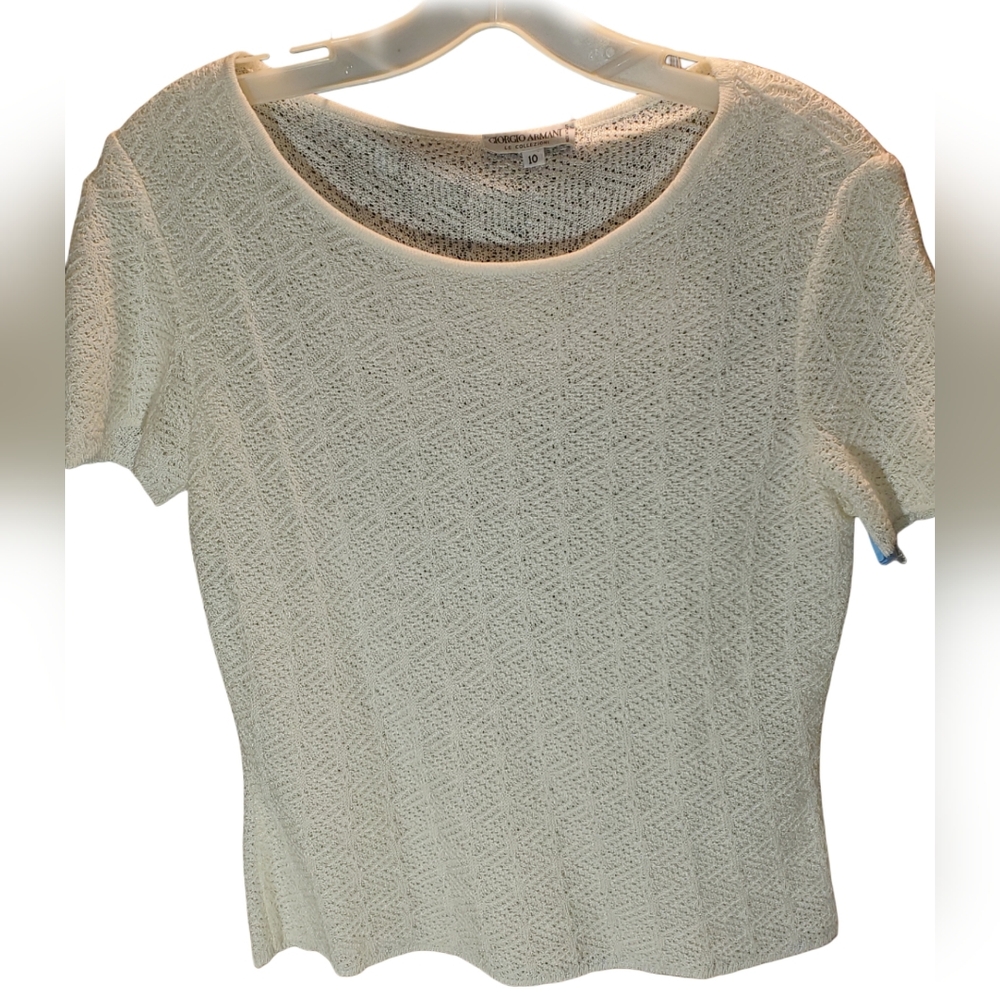 Giorgio Armani Women's Cream Textured Blouse